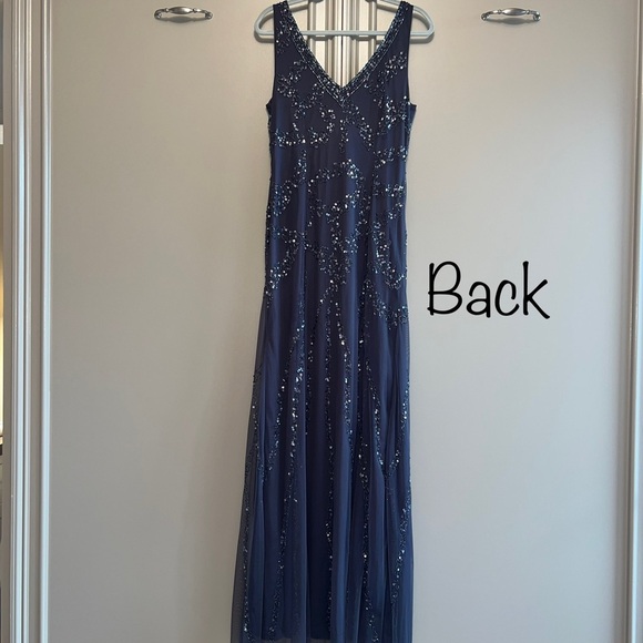 Adrianna Papell Size 10 Beaded Sleeveless Formal Gown w/ Sheer Overlay. Unique - Picture 6 of 11